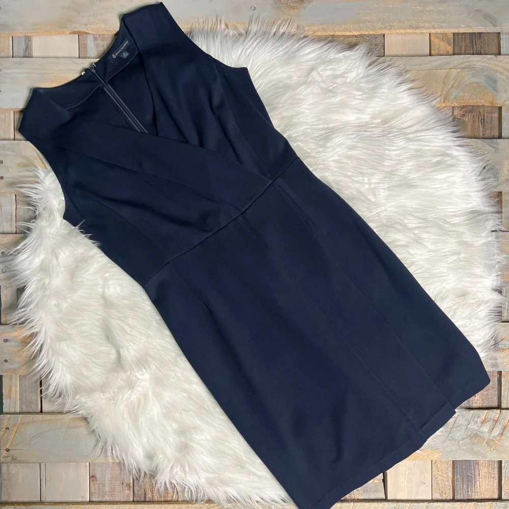 EUC [Brooks Brothers] Navy Blue Essential Stretch Classic Midi Dress | 6 Small - Picture 3 of 13